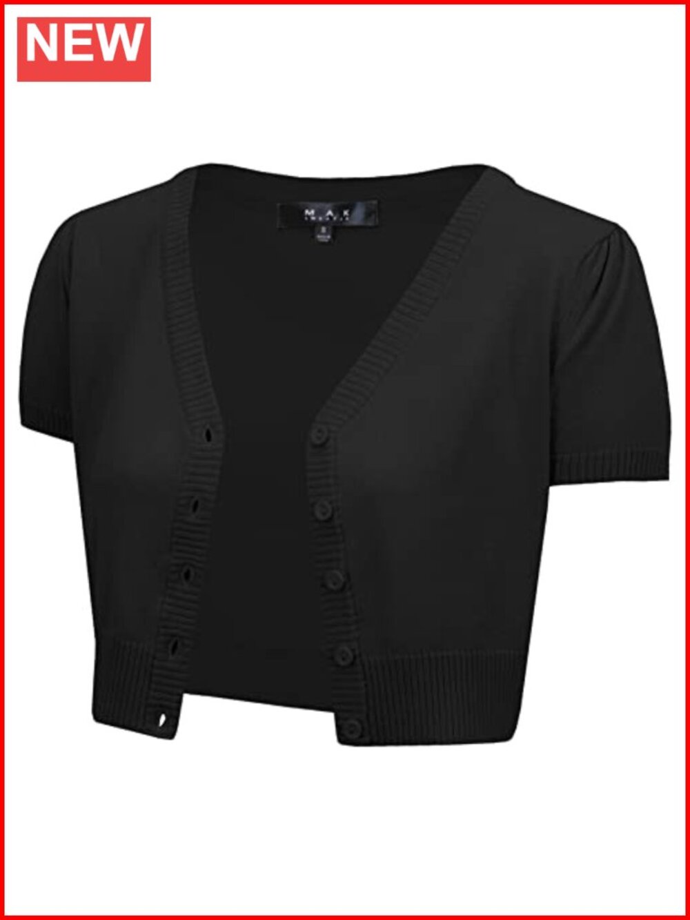 Womens Cropped Bolero Cardigan Short Puff Sleeve V-Neck Shrug
